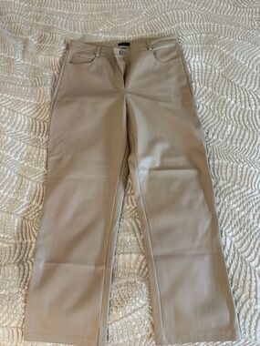 Halogen Beige Wide-Leg Jeans